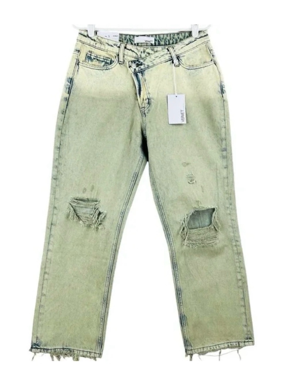 VERVET Beverley Acid Wash Crossover Straight Leg Jeans – Size 26